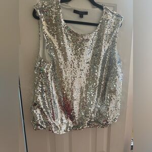Marc New York Andrew Marc Silver Sequin Bubble Top - size XL